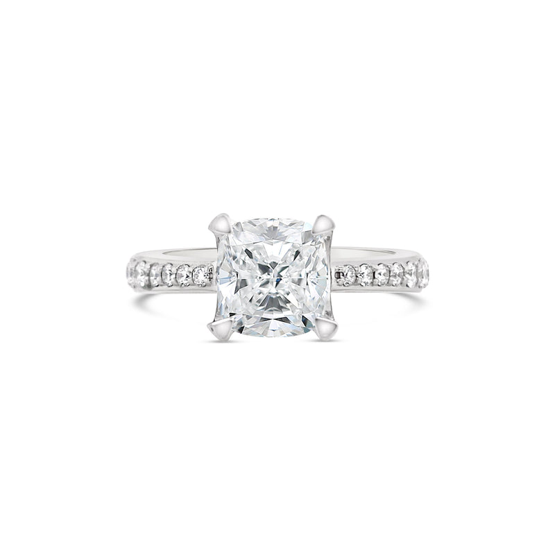 Tapered Shank Cushion Cut Lab Grown Diamond Ring