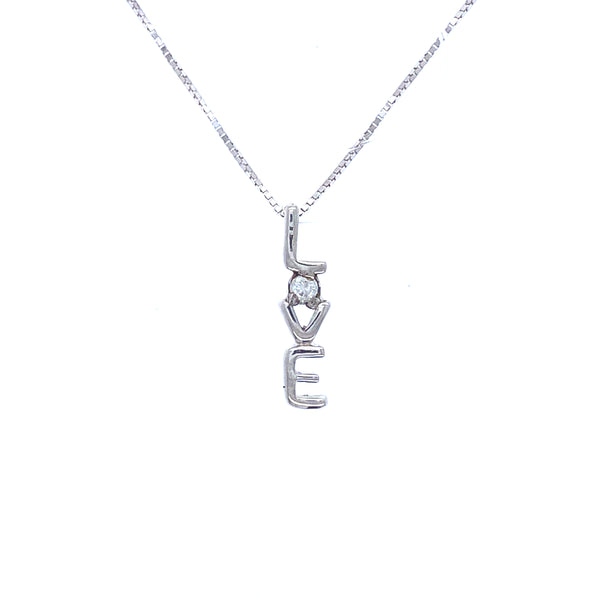 18k white gold love diamond pendant