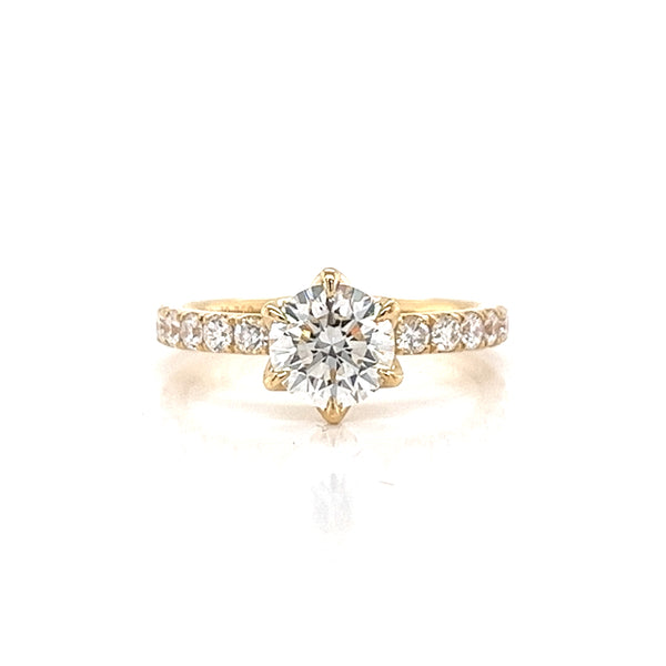 Yellow Gold Classic Six Prong Diamond Ring Setting