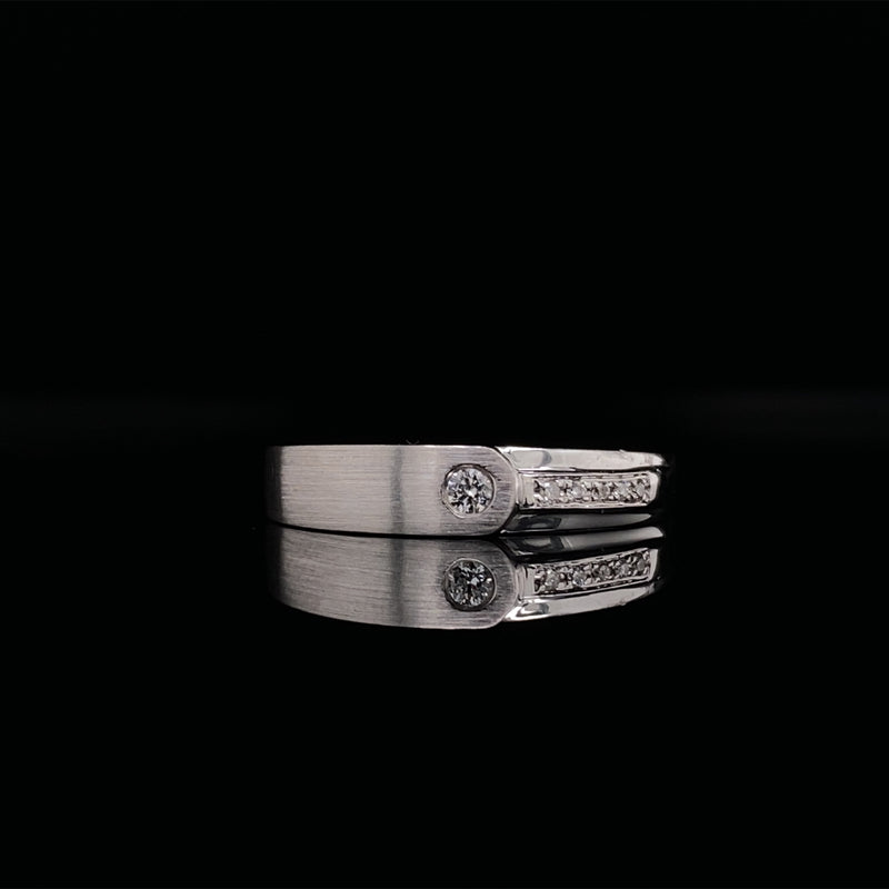 satin finish with polish contrast diamond wedding band