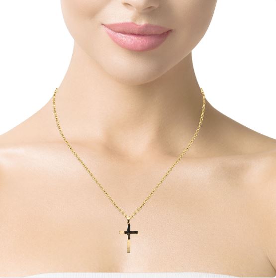 18K Designer Yellow Cross Pendant