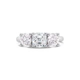 three stone cushion cut diamond ring