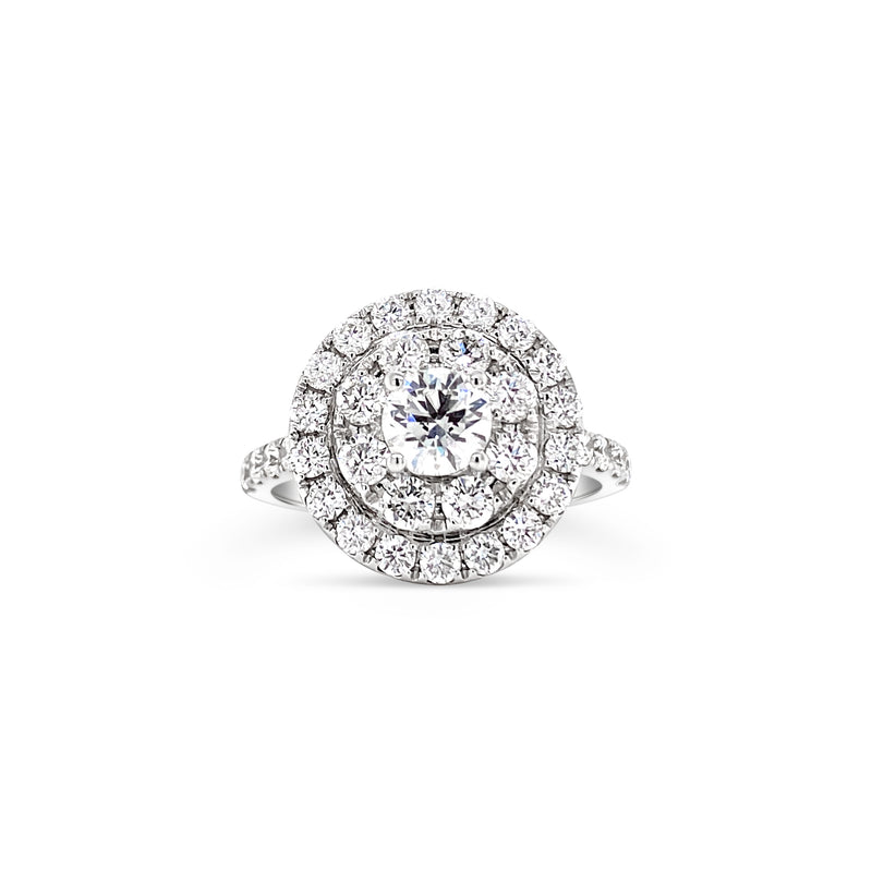 Double halo diamond engagement ring