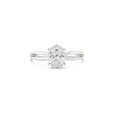 Oval cut split shank white gold engagement ring