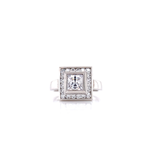 Princess cut channel setting diamond engagement ring