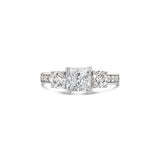 Three stone Princess cut diamond engagement ring