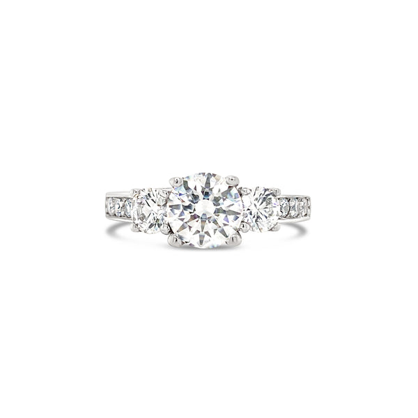 Three Stone Channel Setting Lab Grown Diamond Engagement Ring