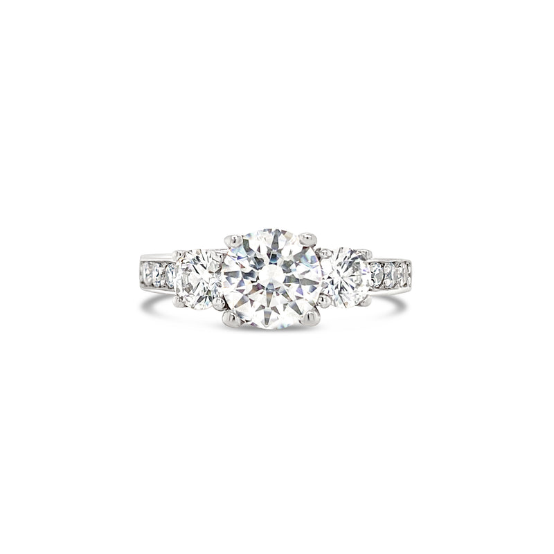Three Stone Channel Setting Lab Grown Diamond Engagement Ring