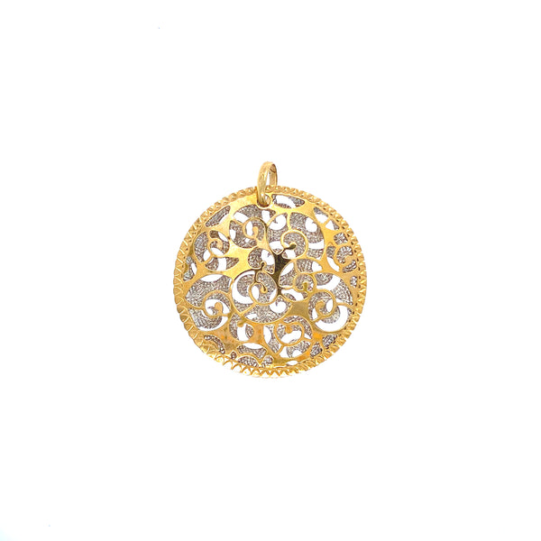 Athena gold pendant - gold circular pendant 