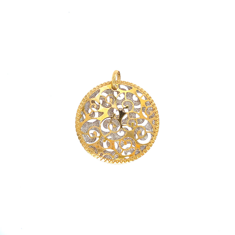 Athena gold pendant - gold circular pendant 