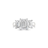 Three stone Emerald Cut Diamond Engagement Ring