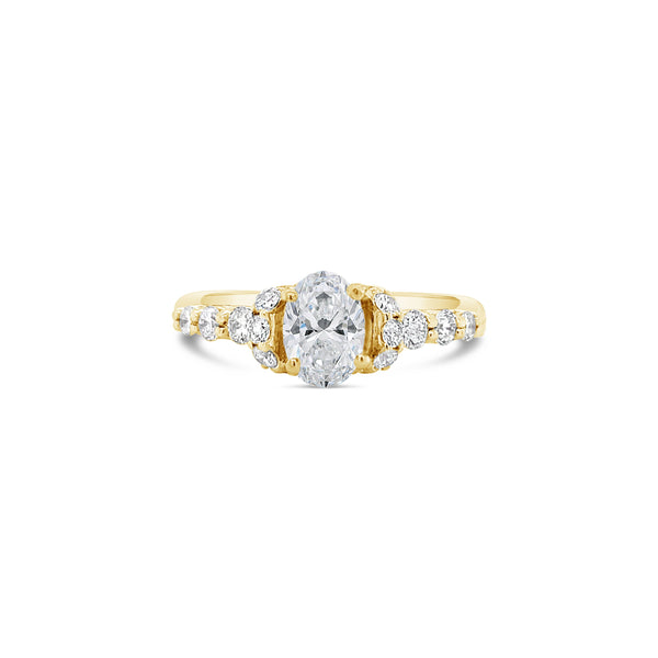 oval cut diamond yellow gold engagement ring