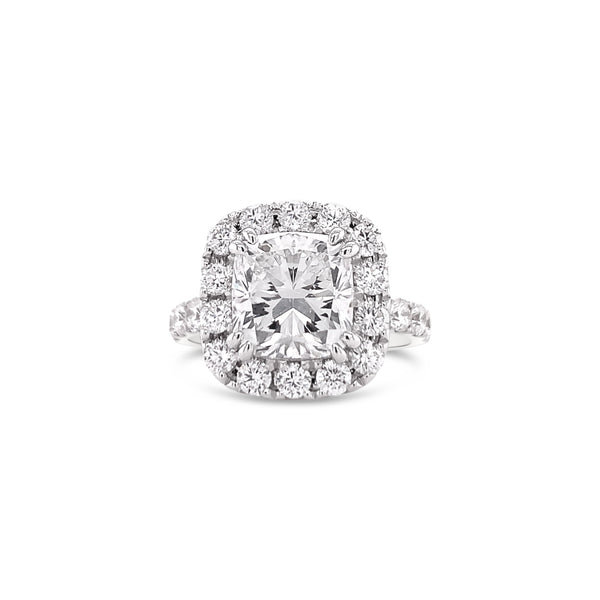 Classic Cushion Cut Halo Diamond Engagement Ring