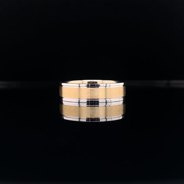 Two Tone Matte Satin Finish Men's Ring