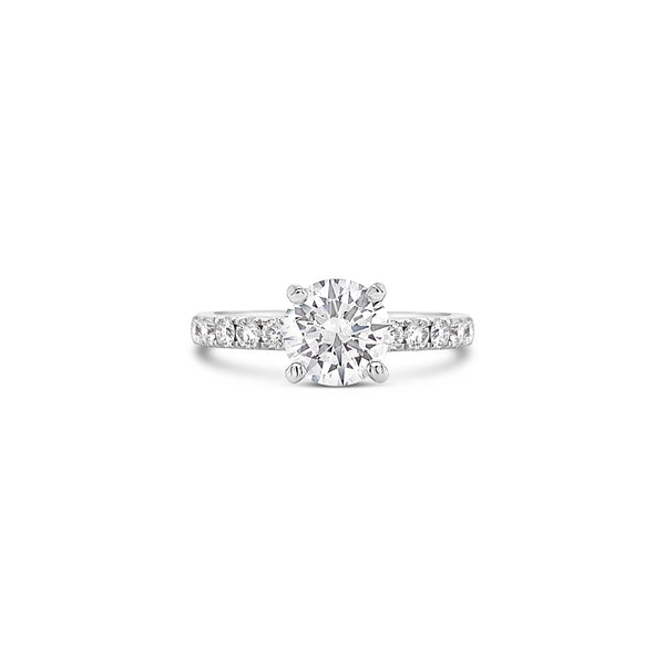 Four Prong Side Diamond Engagement Ring