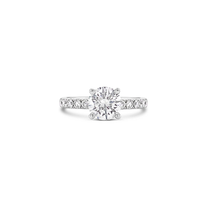 Four Prong Side Diamond Engagement Ring
