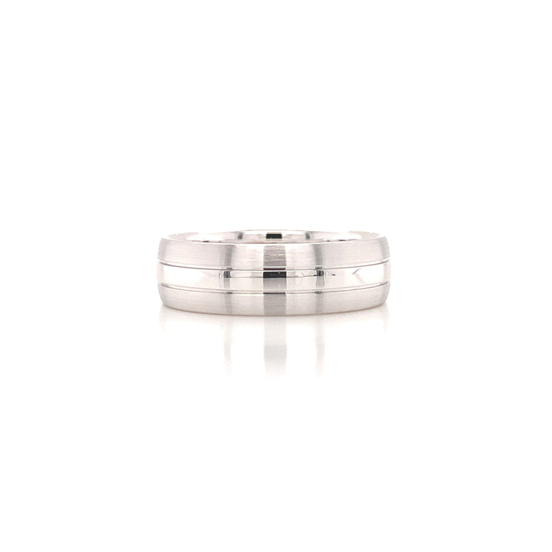 men's rounded centre groove gold wedding ring