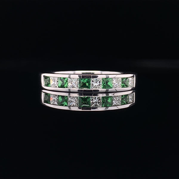 Emerald Diamond Princess Ring