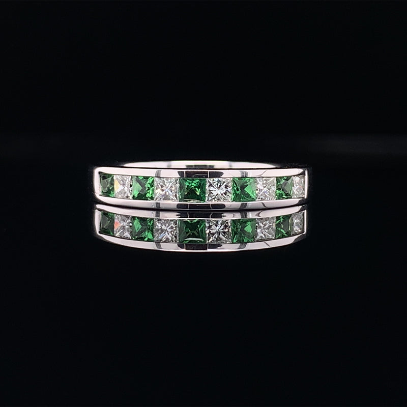 Emerald Diamond Princess Ring