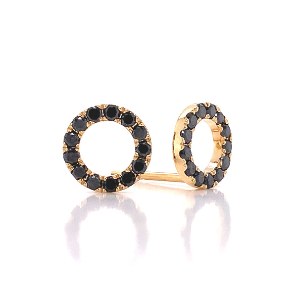 Yellow Gold Black Diamond Circle Earring