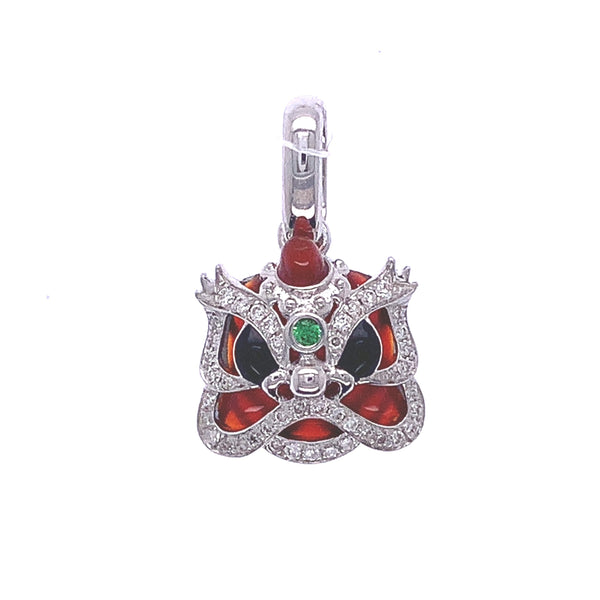 White Dancing Lion Pendant