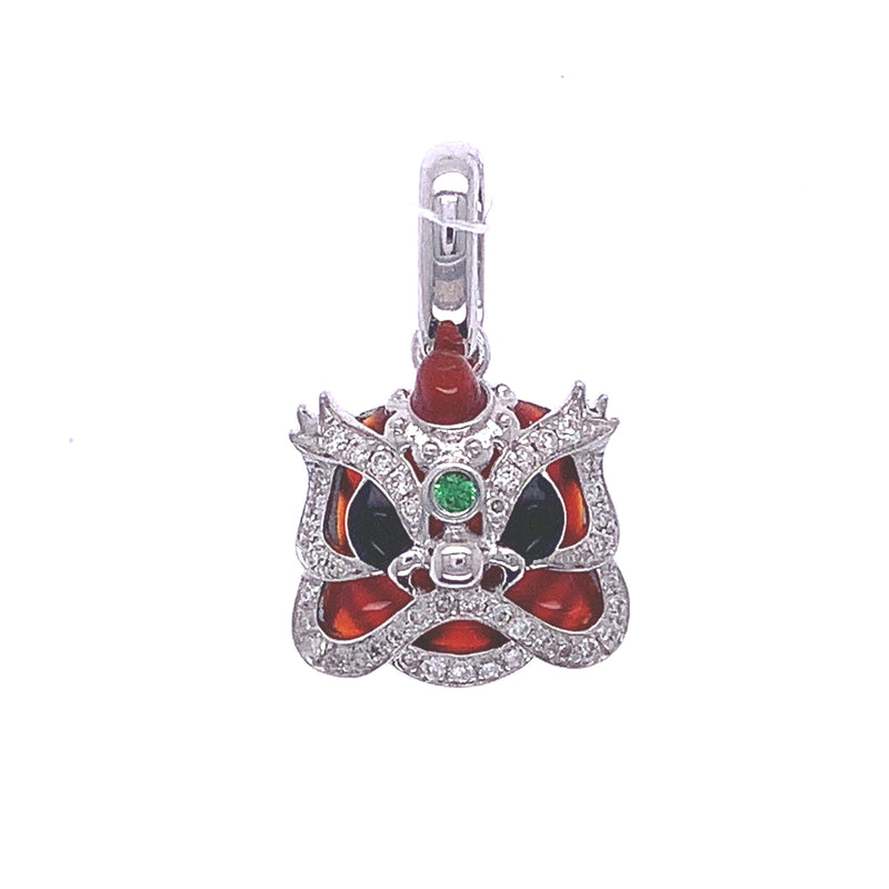 White Dancing Lion Pendant