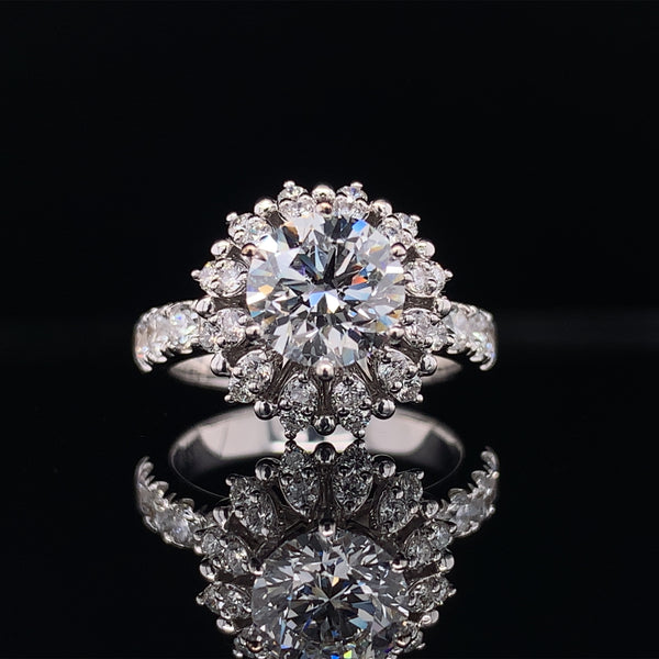 Double Halo Round Brilliant Diamond Ring