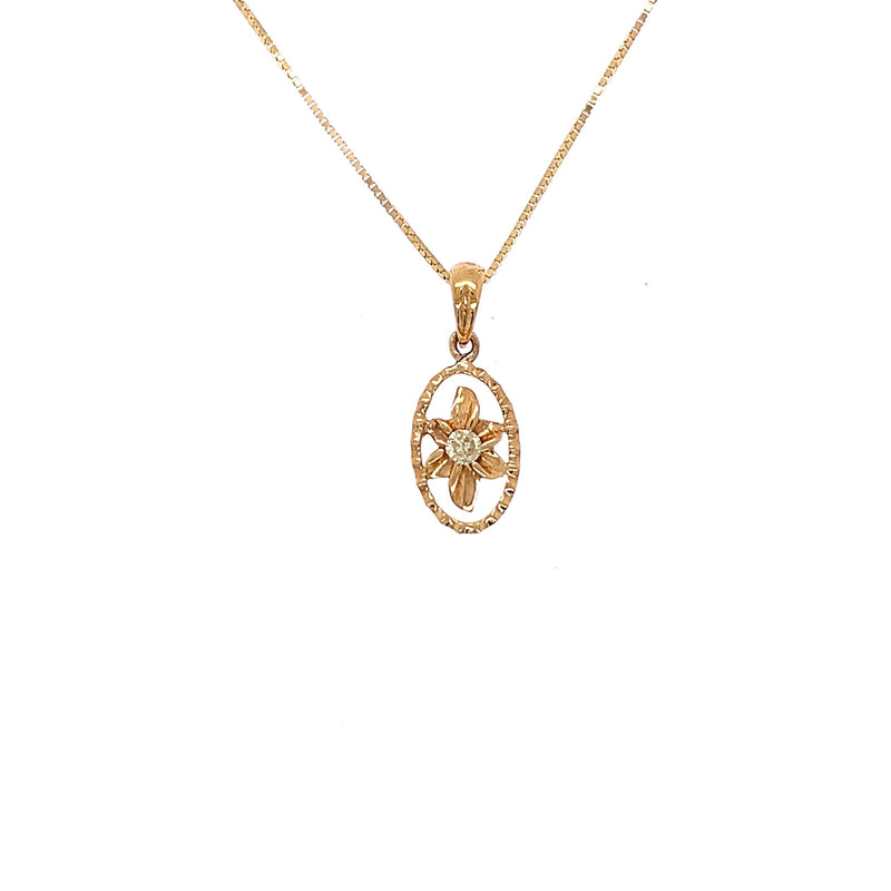 oval floral diamond pendant