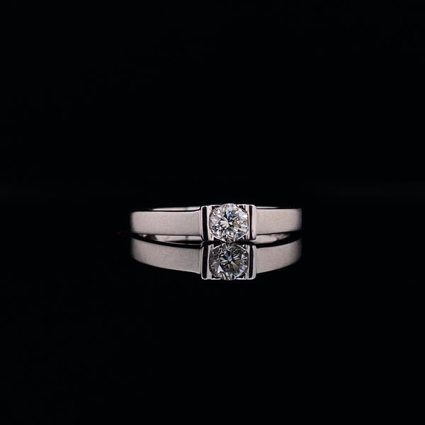 Satin finish with polished edges diamond ring