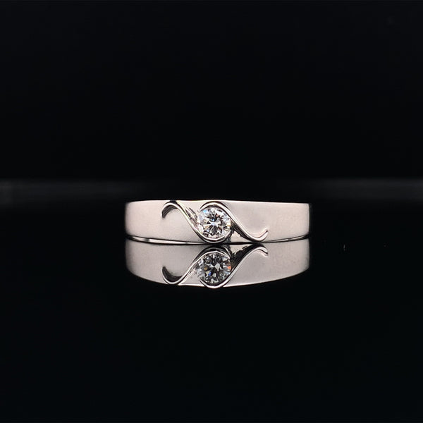 men's satin finish white gold diamond wedding band