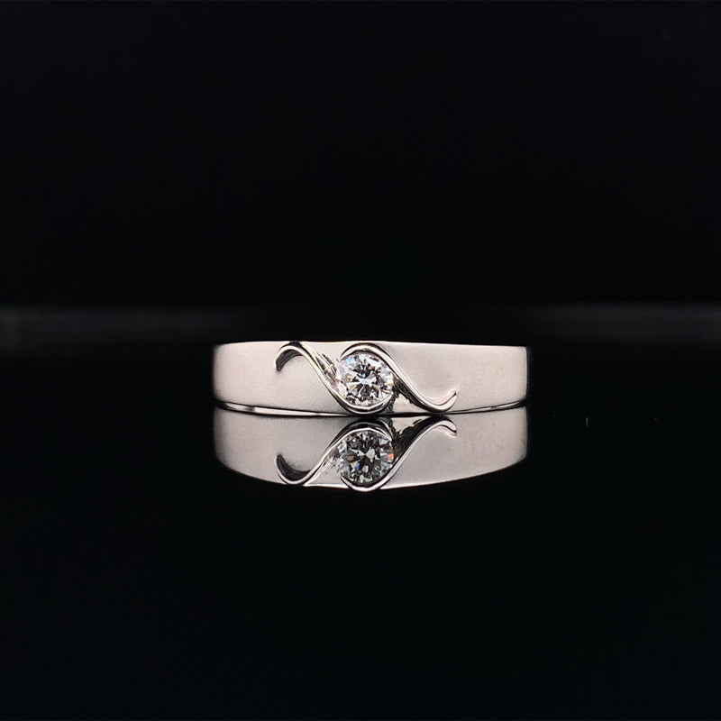 men's satin finish white gold diamond wedding band