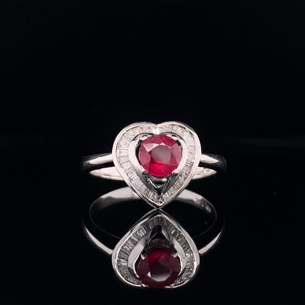 ruby heart diamond ring