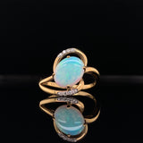 yellow gold opal diamond ring