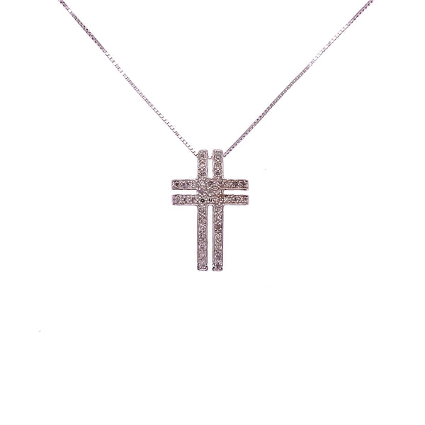white gold diamond cross pendant