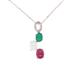 Emerald and Jade Cabochon Cut Pendant