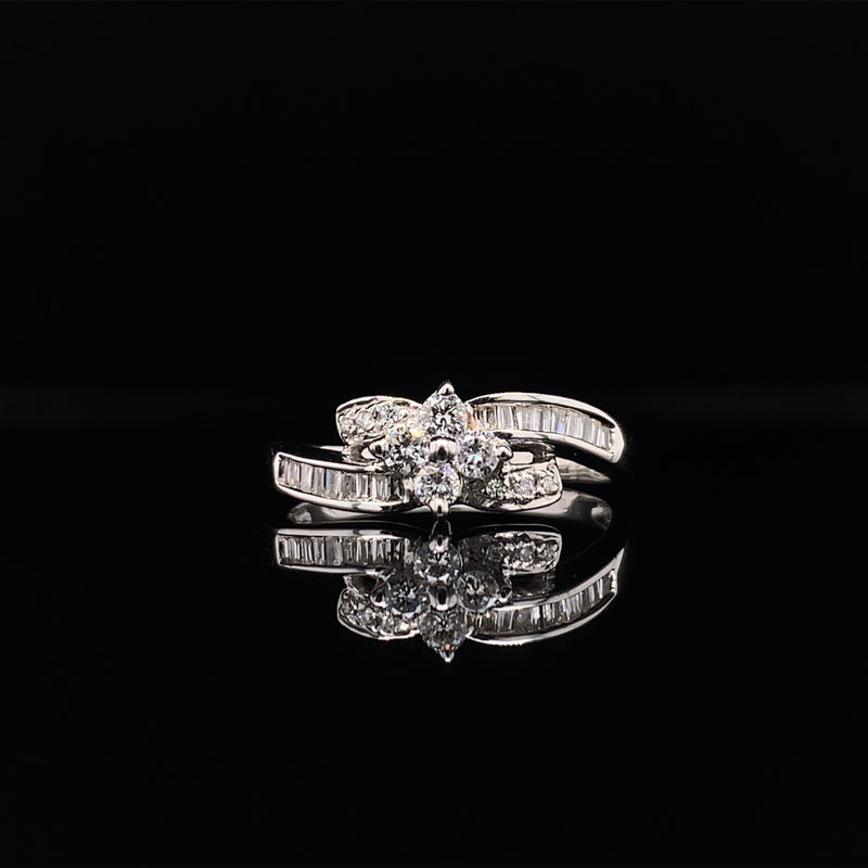 floral twist diamond ring