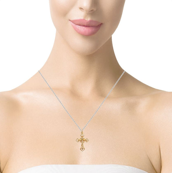 9k Yellow Gold Diamond Cross Pendant