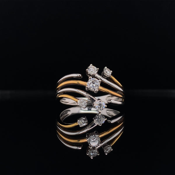 rose and white gold sleek lines dress ring