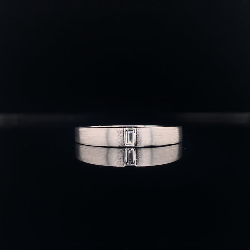 emerald cut diamond gold wedding band