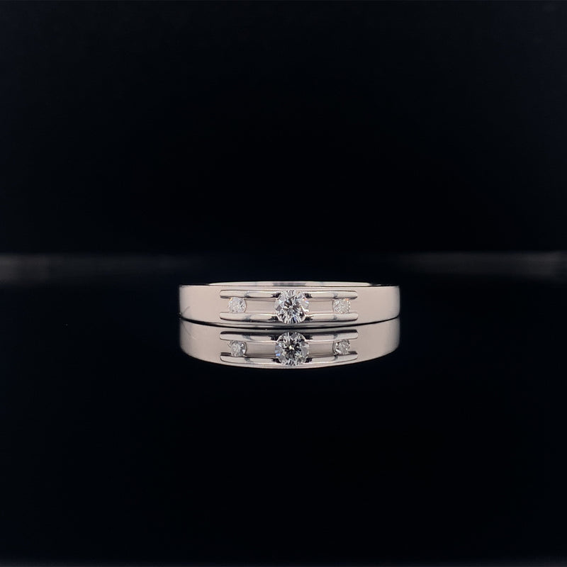 three stone diamond wedding band