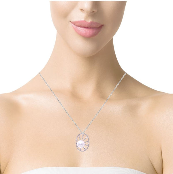 Diamond Wheel Pearl Pendant