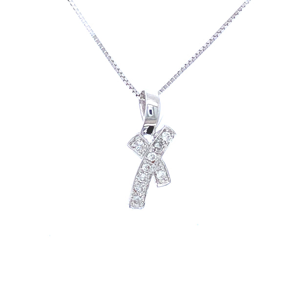 18k white gold diamond pendant cross