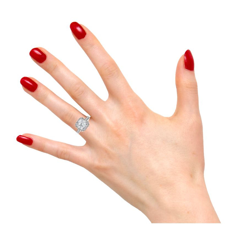 Edged Halo Round Cut Diamond Ring