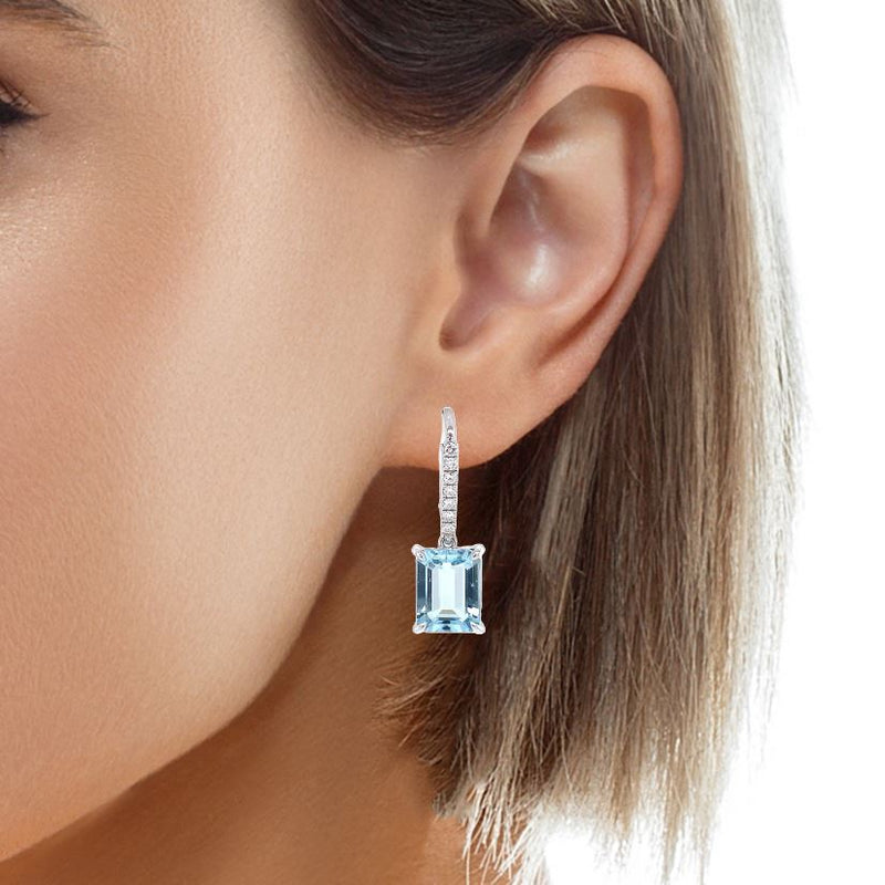 Emerald Cut Aquamarine Earrings