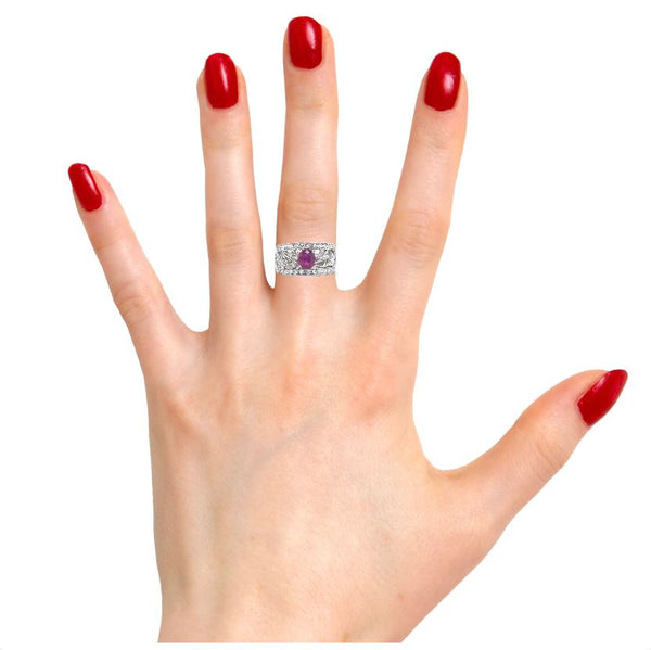 Floral Ruby Diamond Ring