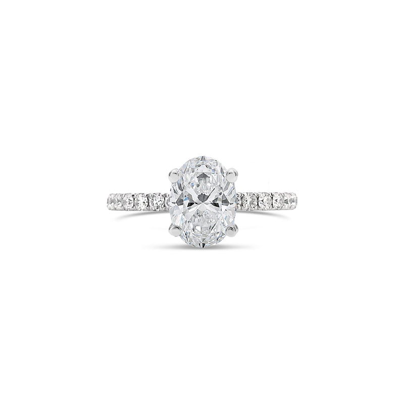Oval cut white gold diamond engagement ring