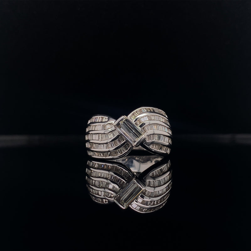 baguette layered diamonds dress ring