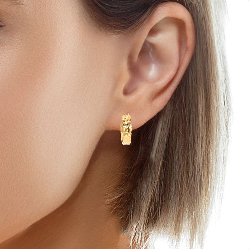Gold Textured And Smooth Hoop Earrings
