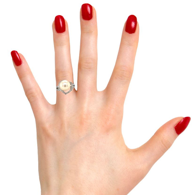 Heart Diamond Pearl Ring