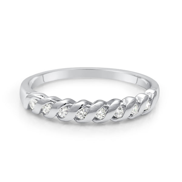 Diamond twists wedding band
